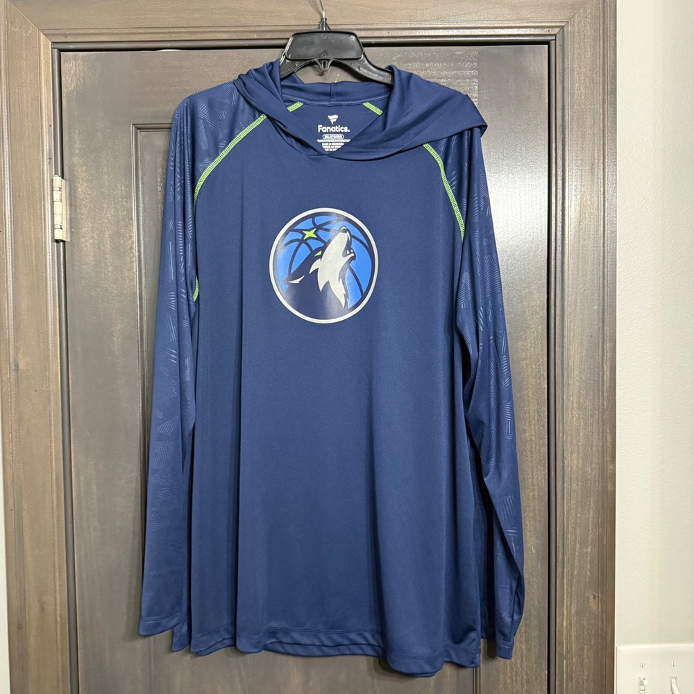 Fanatics Mens Minnesota Timberwolves NBA Hooded Performance Shirt Navy Blue 2XL